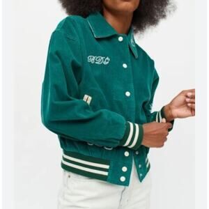 BDG Delia Corduroy Varsity Jacket in Green Size S Urban Outfitters